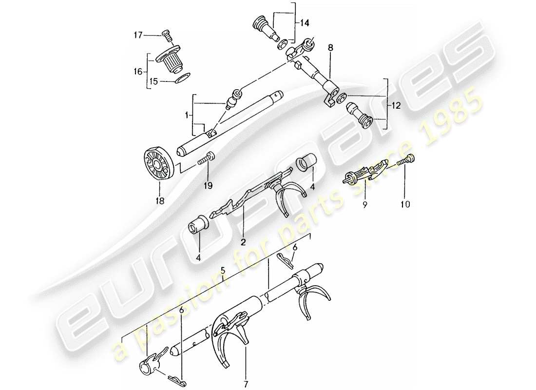 Porsche Boxster 986 (2004) manual gearbox - single parts Part Diagram