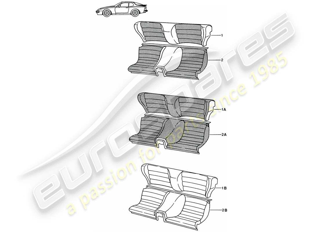 Porsche Seat 944/968/911/928 (1985) EMERGENCY SEAT - COMPLETE - D >> - MJ 1988 Part Diagram