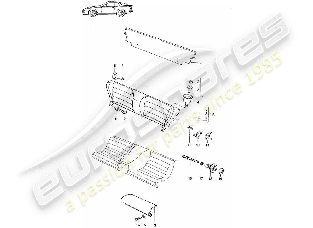 Porsche Seat 944/968/911/928 (1985) EMERGENCY SEAT - SINGLE PARTS - D >> - MJ 1988 Part Diagram