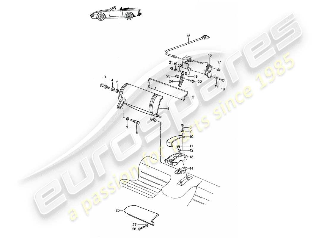 Porsche Seat 944/968/911/928 (1985) EMERGENCY SEAT - SINGLE PARTS - - D - MJ 1989>> - MJ 1991 Part Diagram