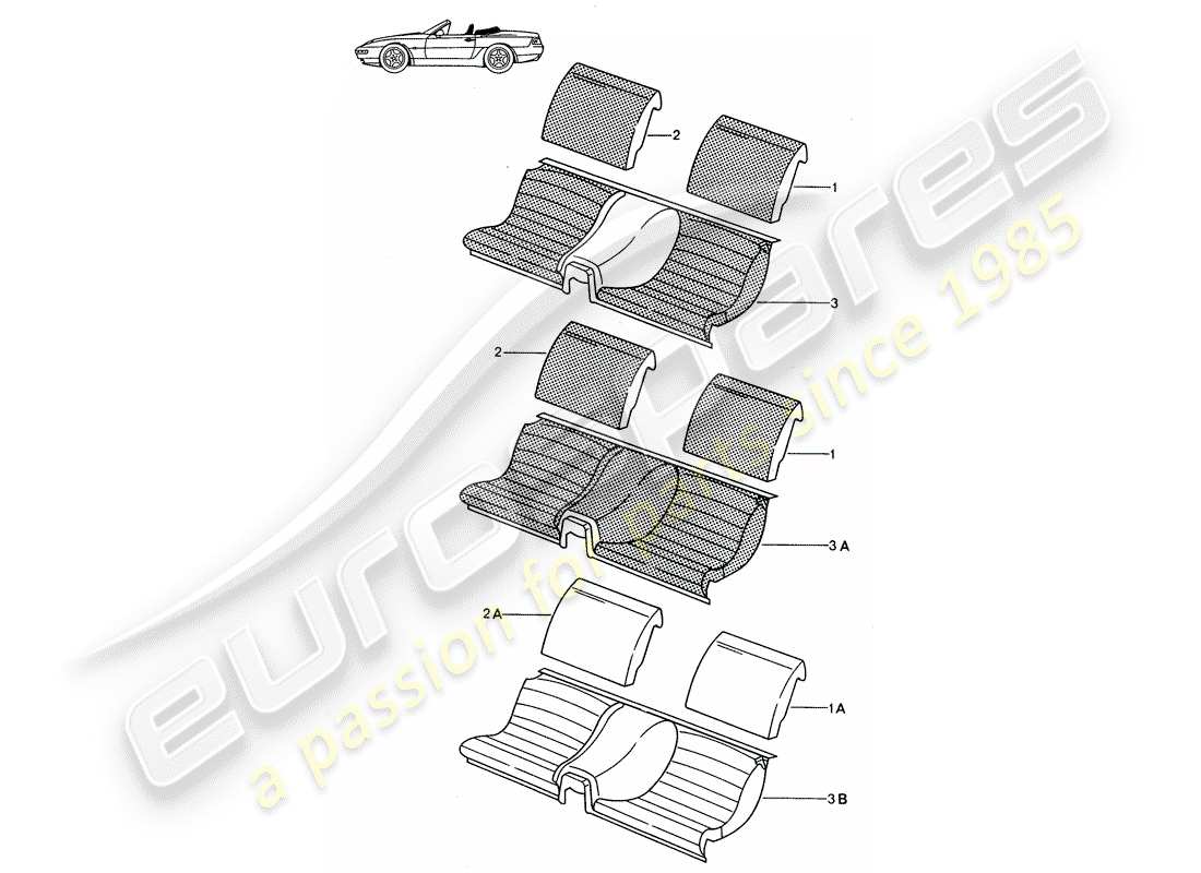 Porsche Seat 944/968/911/928 (1985) EMERGENCY SEAT - COMPLETE - D - MJ 1992>> - MJ 1993 Part Diagram