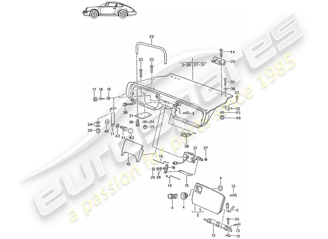 Porsche Seat 944/968/911/928 (1985) REAR LUGGAGE DUMP - - - - D - MJ 1992>> - MJ 1994 Part Diagram