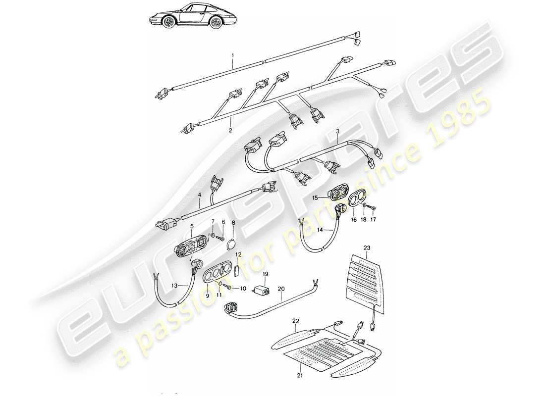 Porsche Seat 944/968/911/928 (1985) WIRING HARNESSES - SWITCH - SEAT HEATER - FRONT SEAT - D - MJ 1994>> - MJ 1998 Part Diagram