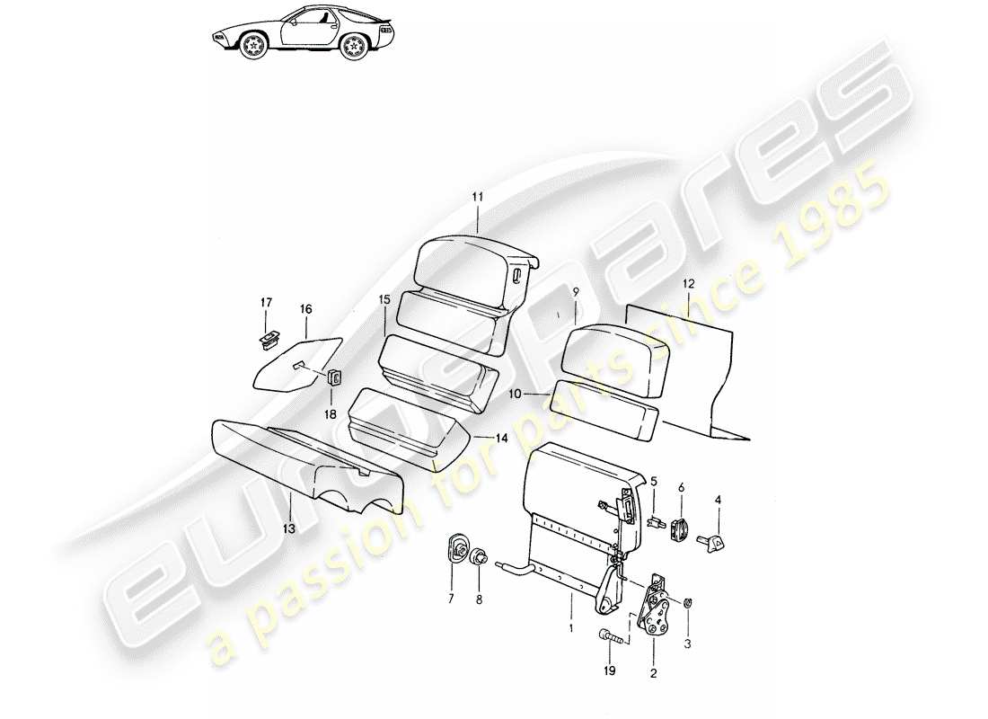 Porsche Seat 944/968/911/928 (1985) EMERGENCY SEAT - D - MJ 1985>> - MJ 1986 Part Diagram