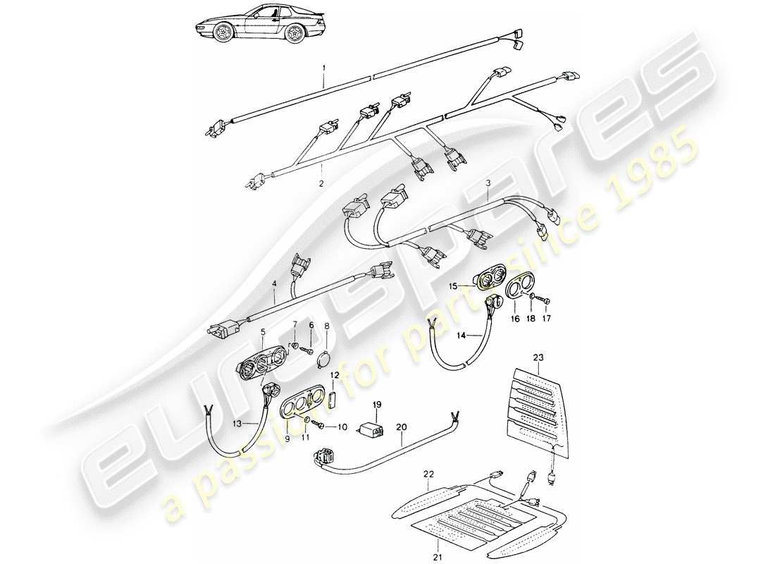 Porsche Seat 944/968/911/928 (1987) WIRING HARNESSES - SWITCH - SEAT HEATER - FRONT SEAT - D - MJ 1992>> - MJ 1995 Part Diagram