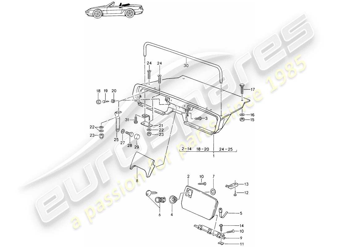 Porsche Seat 944/968/911/928 (1987) REAR LUGGAGE DUMP - COMPLETE - D - MJ 1994>> - MJ 1995 Part Diagram