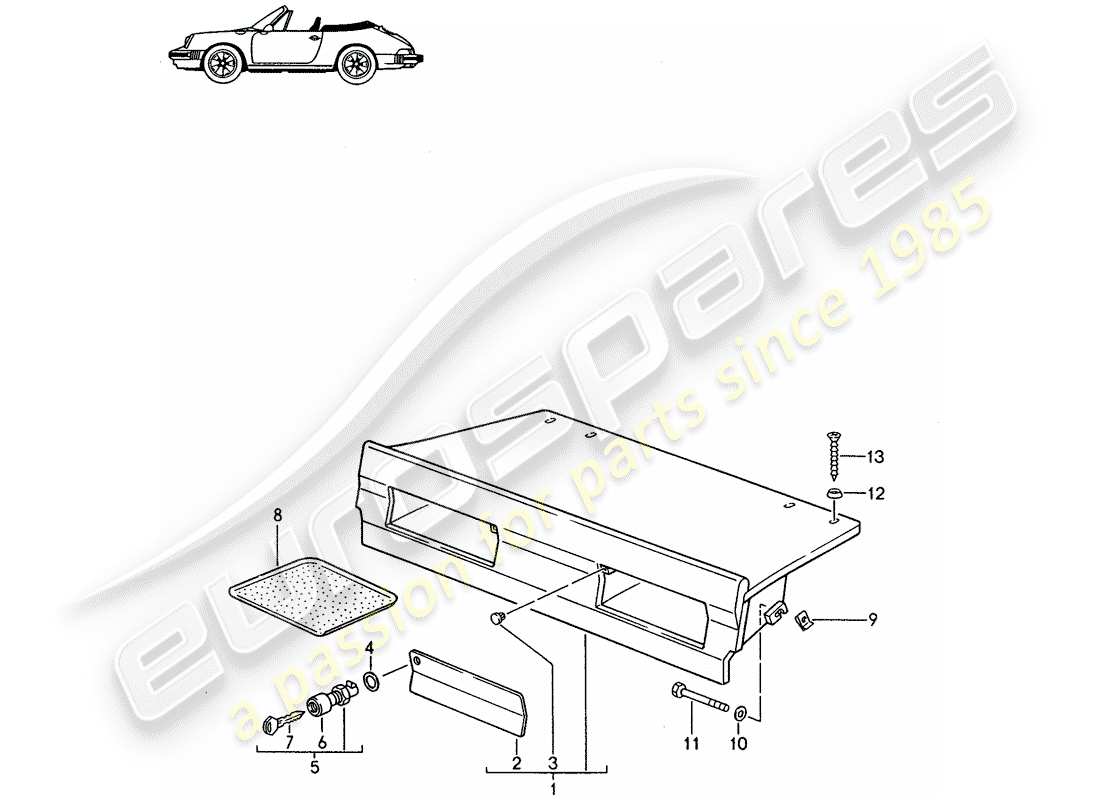 Porsche Seat 944/968/911/928 (1987) LUGGAGE RACK - - D - MJ 1985>> - MJ 1986 Part Diagram