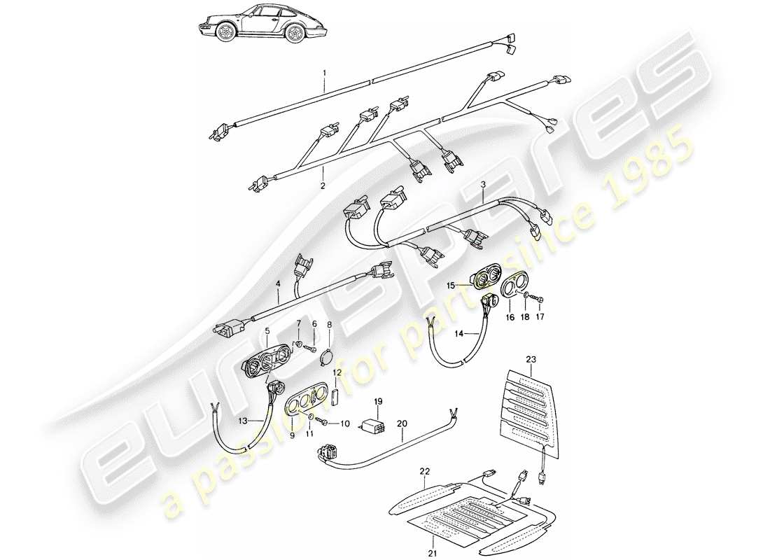 Porsche Seat 944/968/911/928 (1987) WIRING HARNESSES - SWITCH - SEAT HEATER - FRONT SEAT - D - MJ 1989>> - MJ 1994 Part Diagram