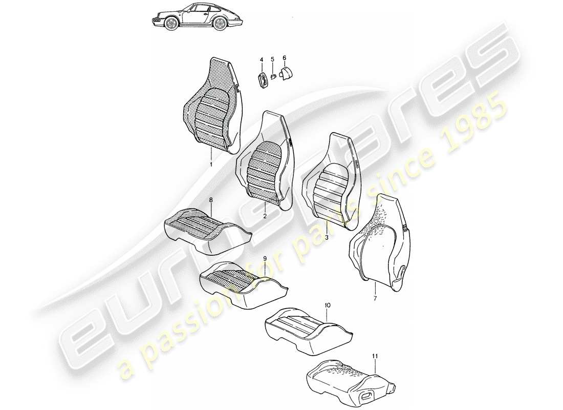 Porsche Seat 944/968/911/928 (1987) COVER - SPORTS SEAT - - D - MJ 1989>> - MJ 1994 Part Diagram