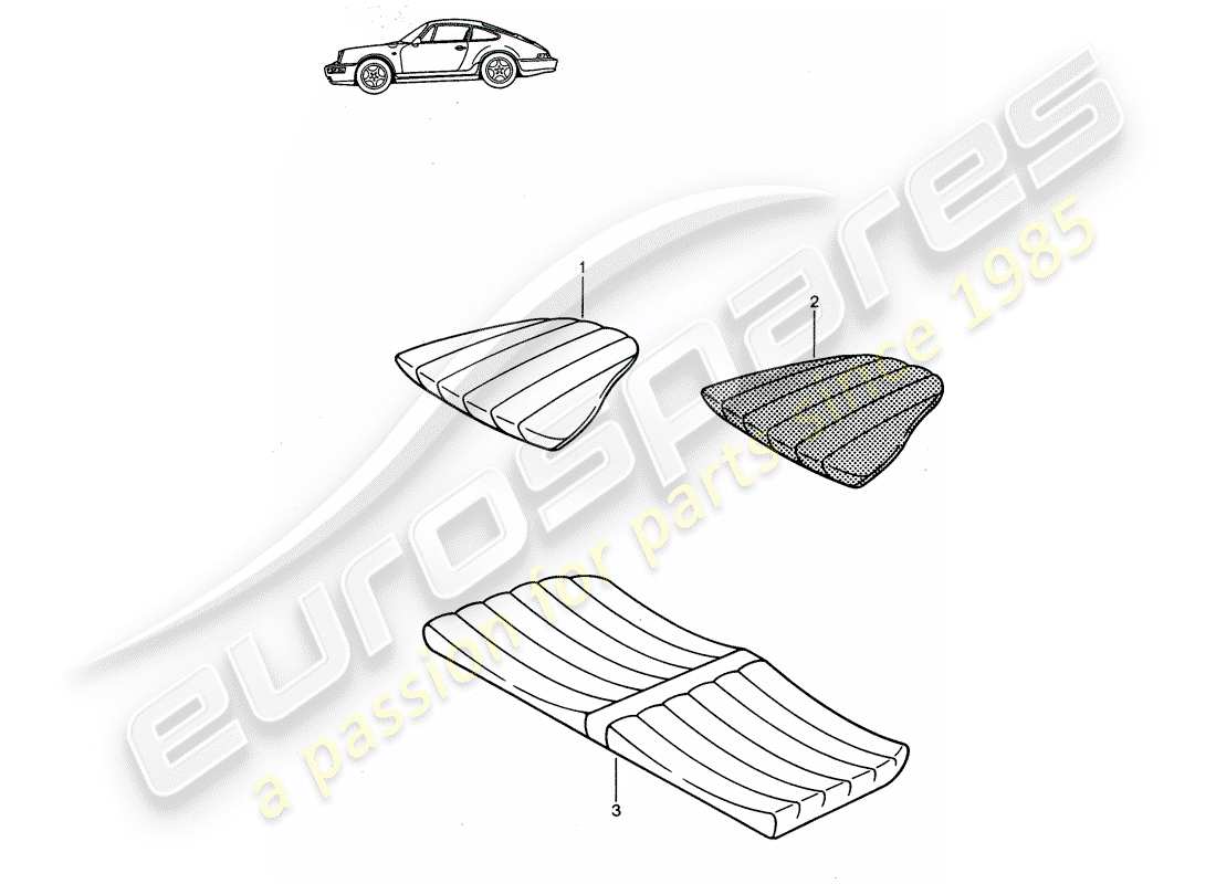 Porsche Seat 944/968/911/928 (1987) BACK SEAT CUSHION - - - D - MJ 1989>> - MJ 1994 Part Diagram