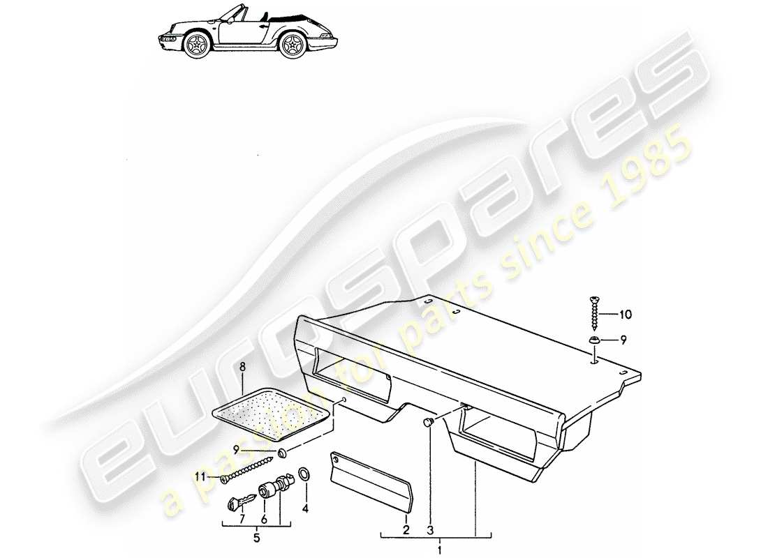 Porsche Seat 944/968/911/928 (1987) LUGGAGE RACK - - D >> - MJ 1991 Part Diagram