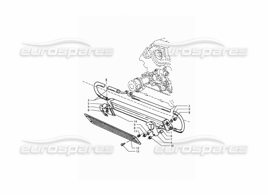 Maserati QTP. 3.2 V8 (1999) Engine Oil Cooling Part Diagram