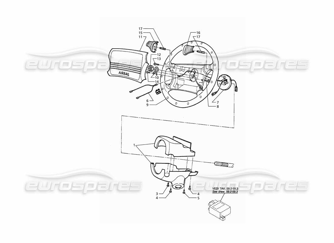 Maserati QTP. 3.2 V8 (1999) Steering Wheel With Airbag Part Diagram