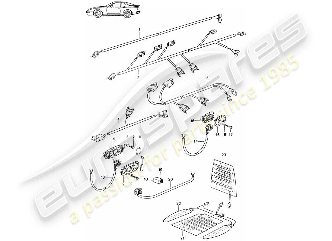 Porsche Seat 944/968/911/928 (1989) WIRING HARNESSES - SWITCH - SEAT HEATER - FRONT SEAT - D - MJ 1989>> - MJ 1991 Part Diagram