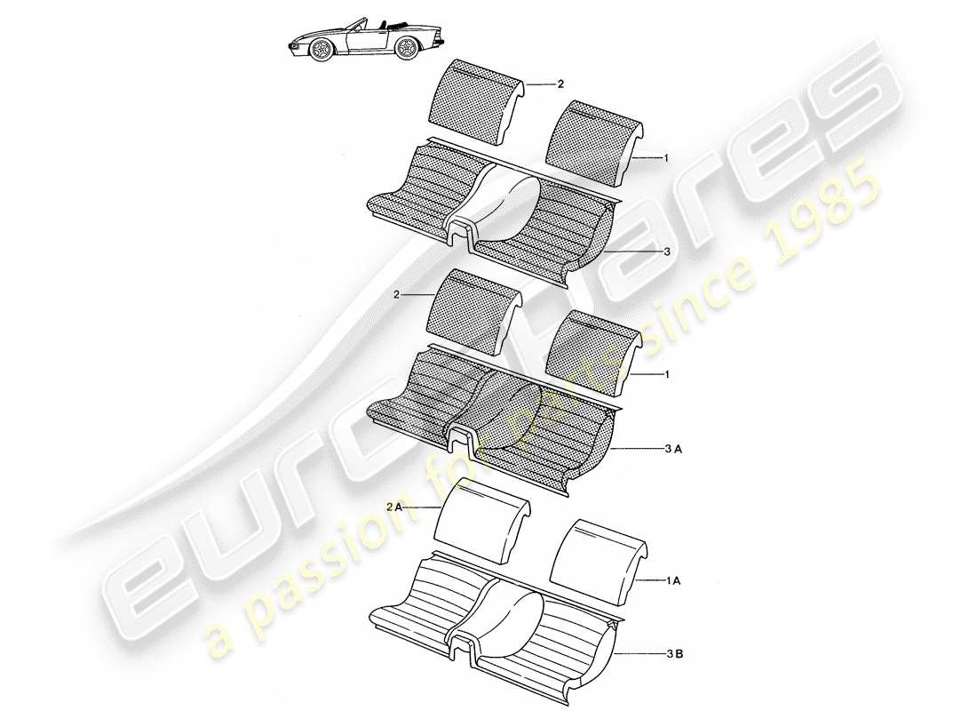 Porsche Seat 944/968/911/928 (1989) EMERGENCY SEAT - COMPLETE - - D - MJ 1989>> - MJ 1991 Part Diagram
