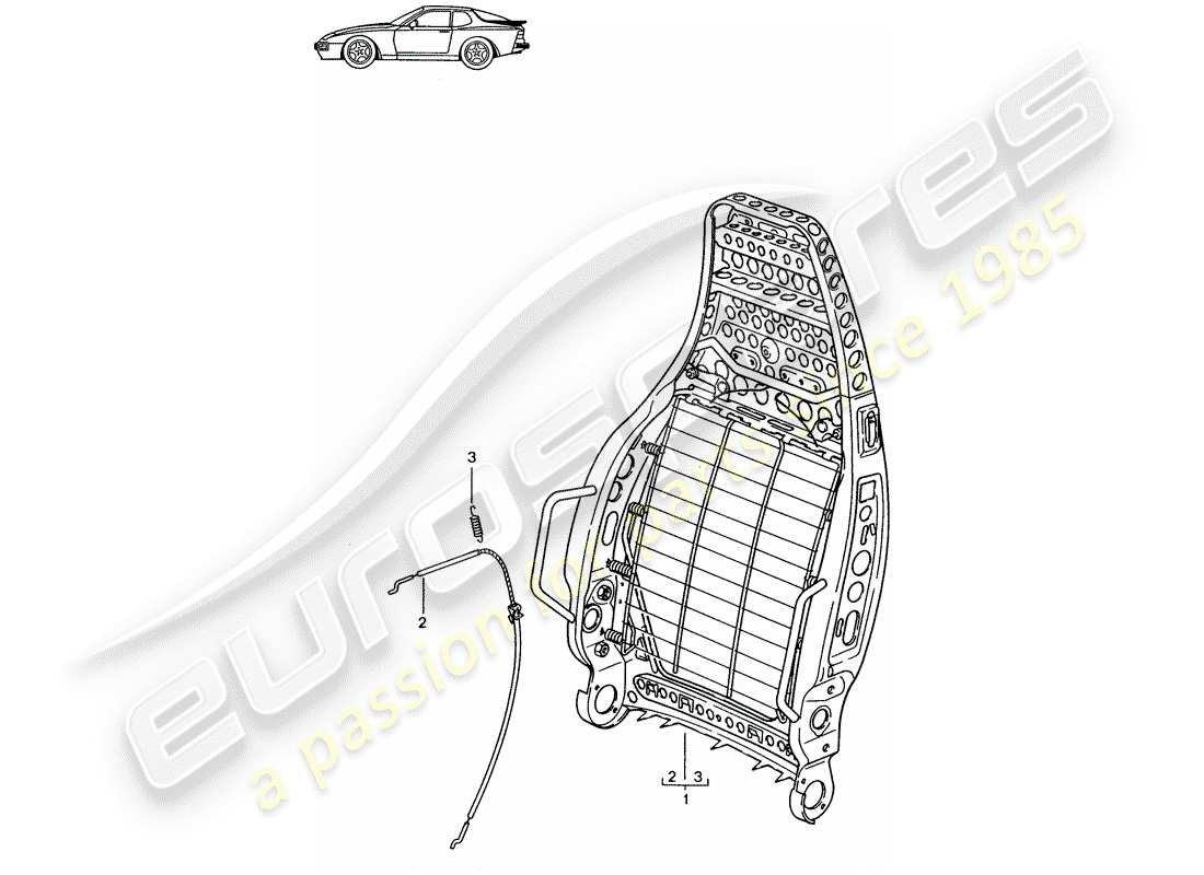 Porsche Seat 944/968/911/928 (1991) BACKREST FRAME - SPORTS SEAT - D >> - MJ 1988 Part Diagram