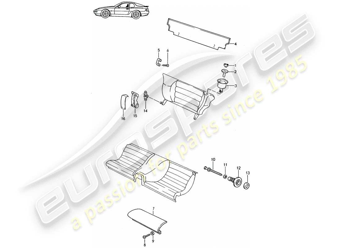 Porsche Seat 944/968/911/928 (1995) EMERGENCY SEAT - SINGLE PARTS - D - MJ 1992>> - MJ 1993 Part Diagram