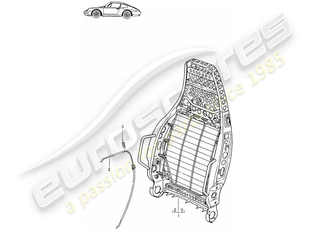 Porsche Seat 944/968/911/928 (1995) BACKREST FRAME - SPORTS SEAT - D - MJ 1994>> - MJ 1994 Part Diagram