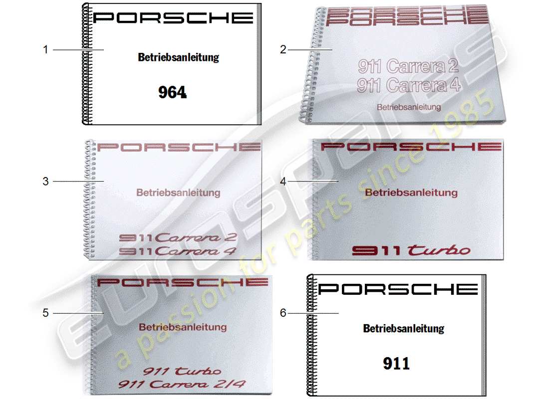 Porsche After Sales lit. (1950) customer literature Part Diagram
