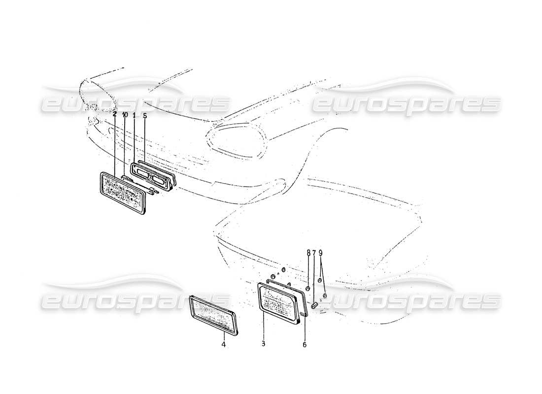 Ferrari 330 GT 2+2 (Coachwork) Number plate surrounds Front & Rear Part Diagram