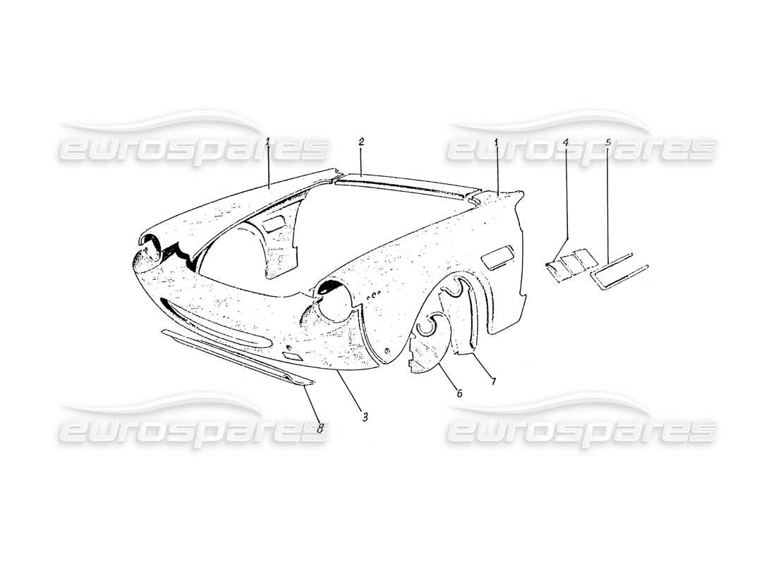 Ferrari 330 GTC / 365 GTC (Coachwork) Front end panels (Edizione 1) Part Diagram
