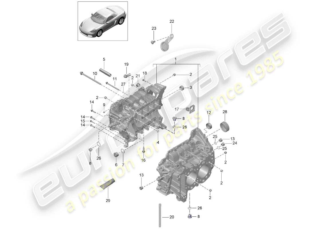 Porsche 718 Boxster (2017) crankcase Part Diagram