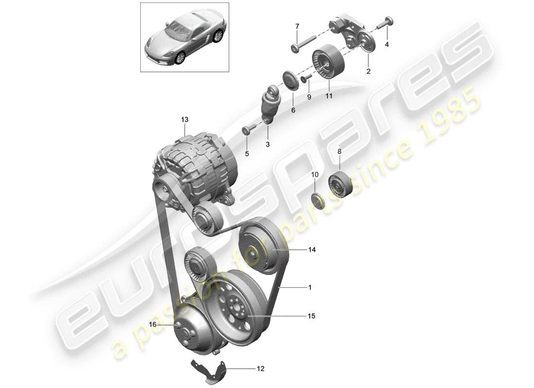 Porsche 718 Boxster (2017) belt tensioning damper Part Diagram