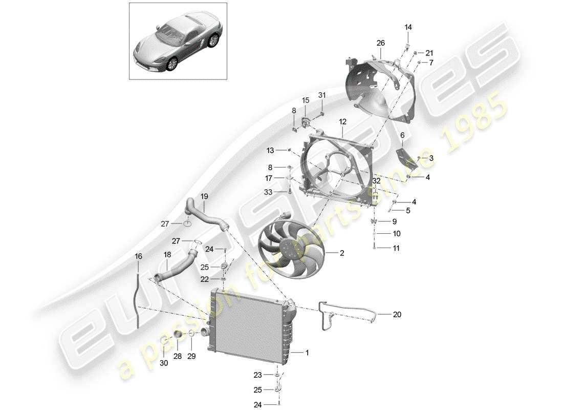 Porsche 718 Boxster (2017) water cooling Part Diagram