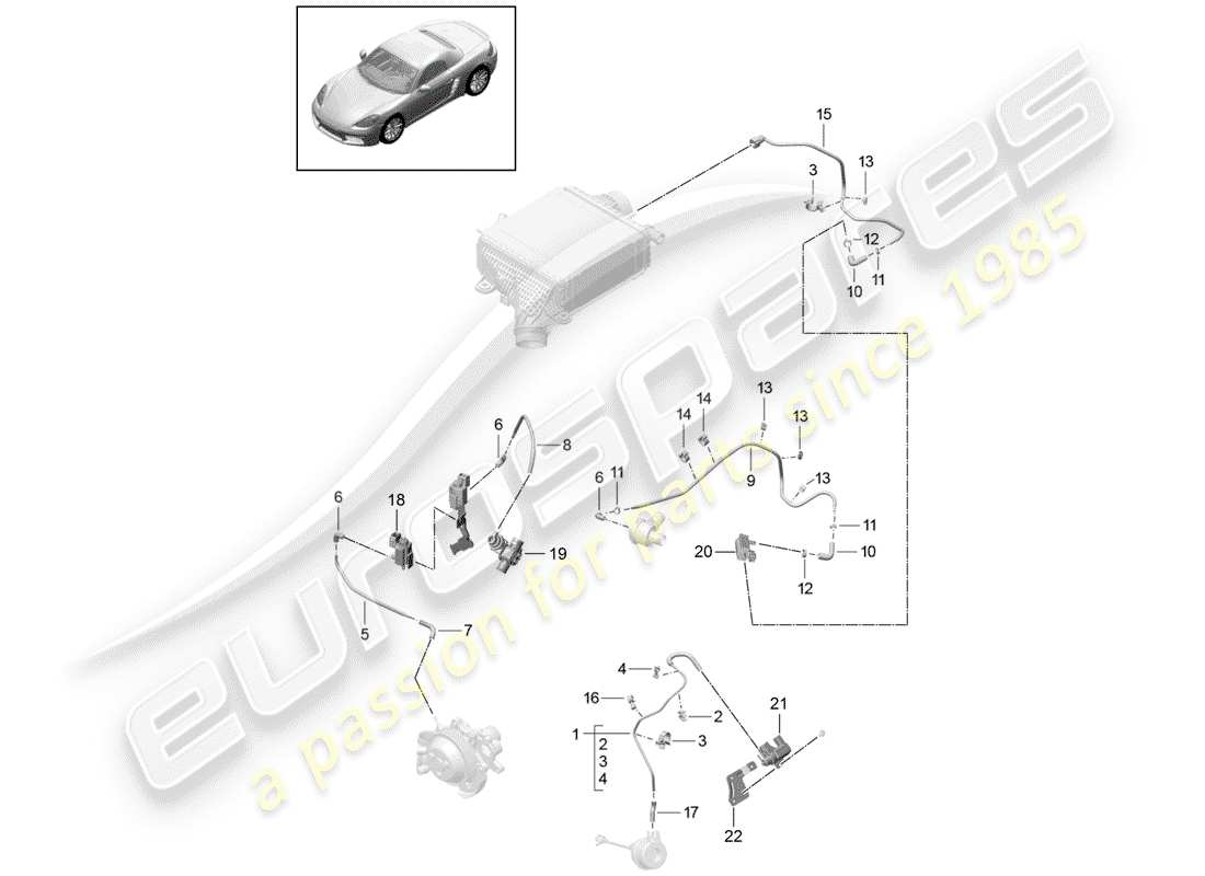 Porsche 718 Boxster (2017) control line Part Diagram