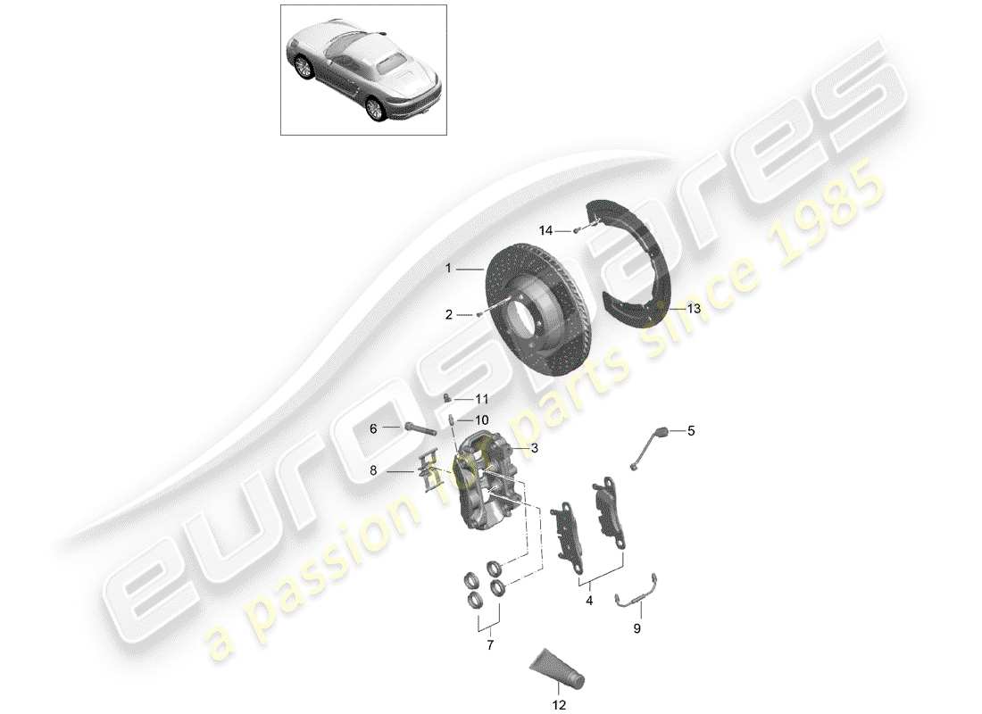 Porsche 718 Boxster (2017) disc brakes Part Diagram