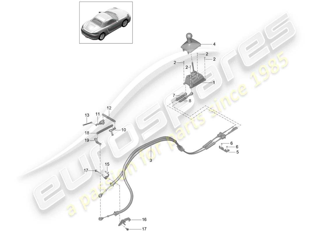 Porsche 718 Boxster (2017) SHIFT MECHANISM Part Diagram