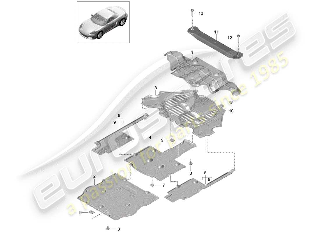 Porsche 718 Boxster (2017) LINING Part Diagram