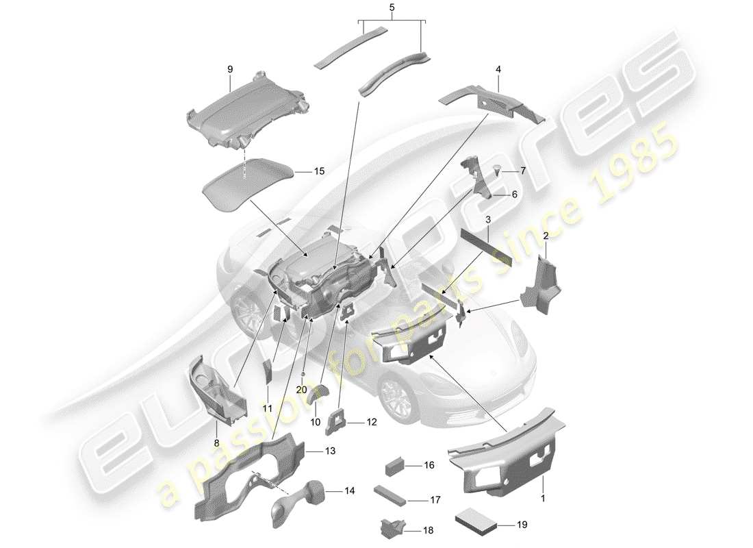 Porsche 718 Boxster (2017) Body Shell Part Diagram
