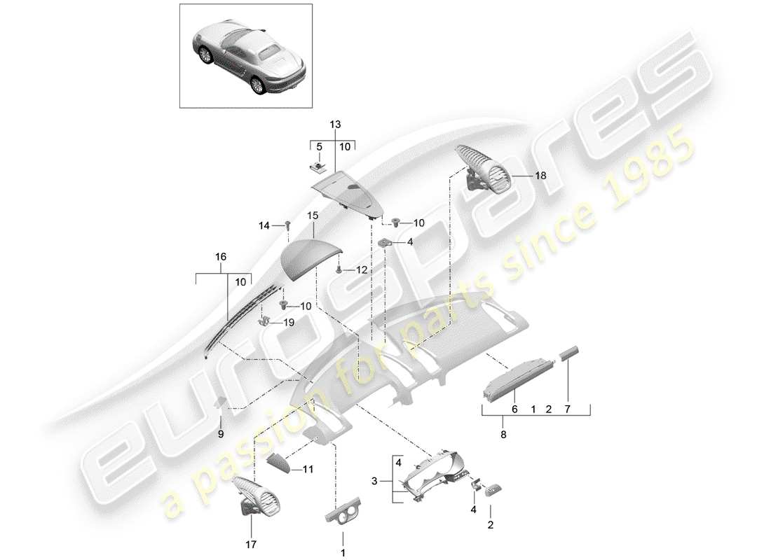 Porsche 718 Boxster (2017) Accessories Part Diagram