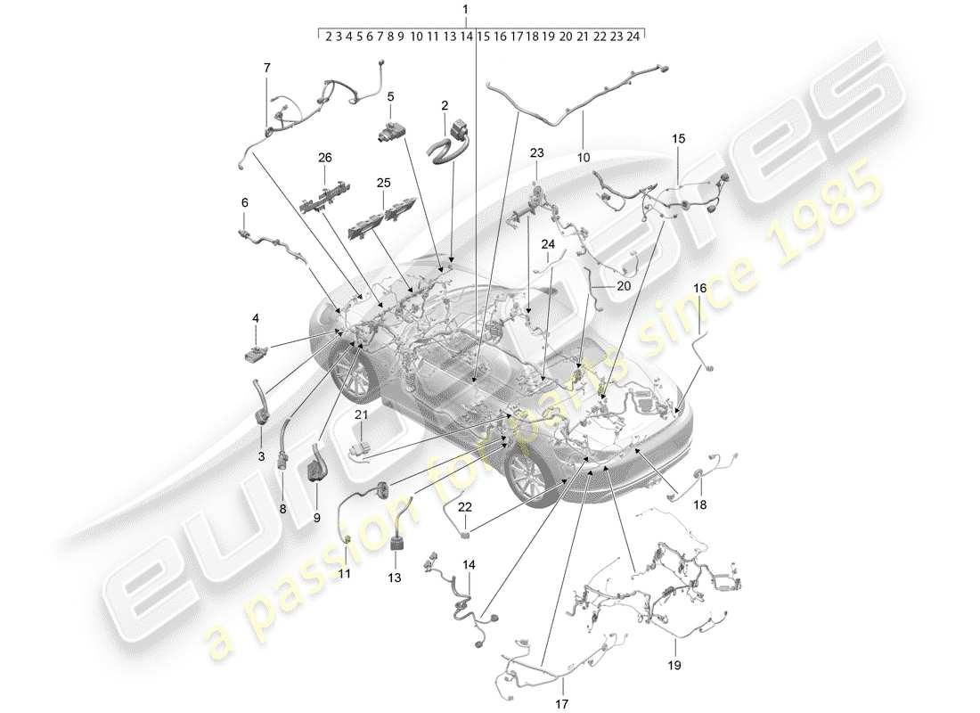 Porsche 718 Boxster (2017) wiring harnesses Part Diagram