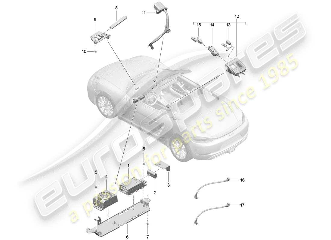 Porsche 718 Boxster (2017) for vehicles with telephone Part Diagram