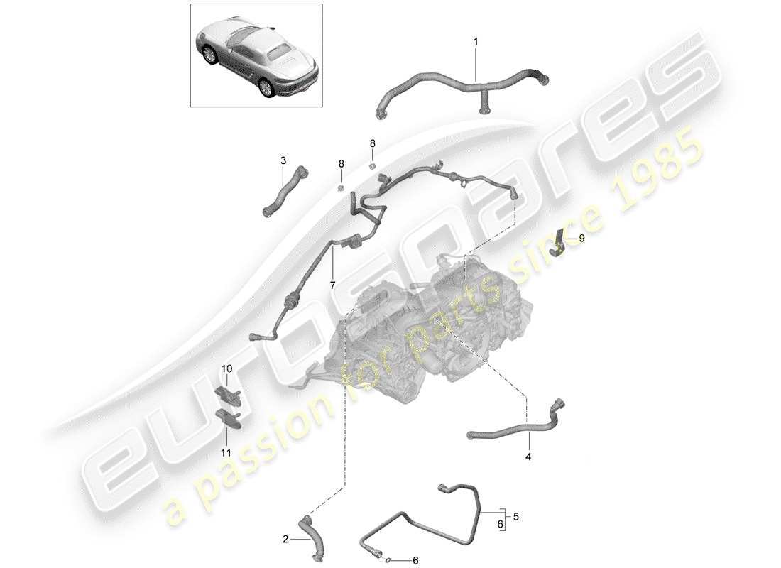 Porsche 718 Boxster (2018) crankcase Part Diagram