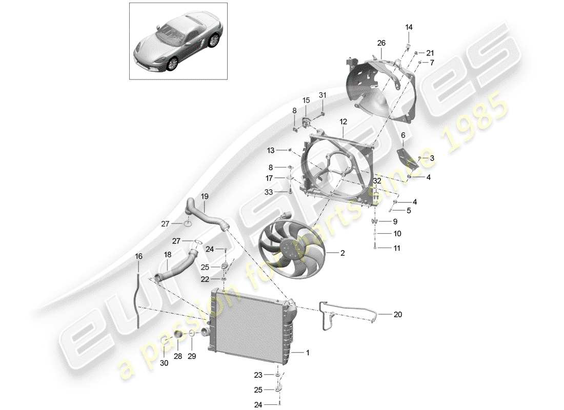 Porsche 718 Boxster (2018) water cooling Part Diagram