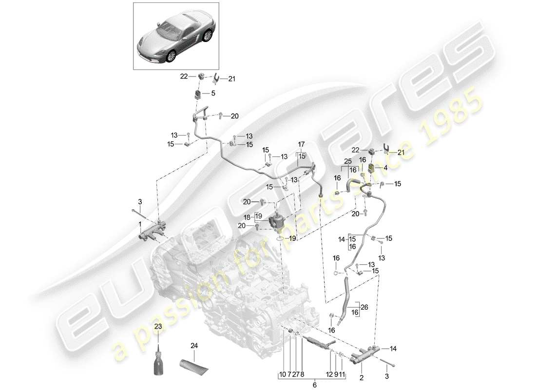 Porsche 718 Boxster (2018) FUEL COLLECTION PIPE Part Diagram