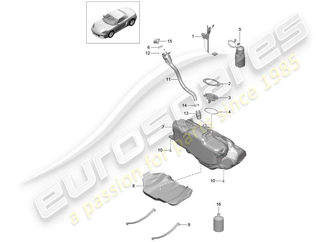 Porsche 718 Boxster (2018) FUEL TANK Part Diagram