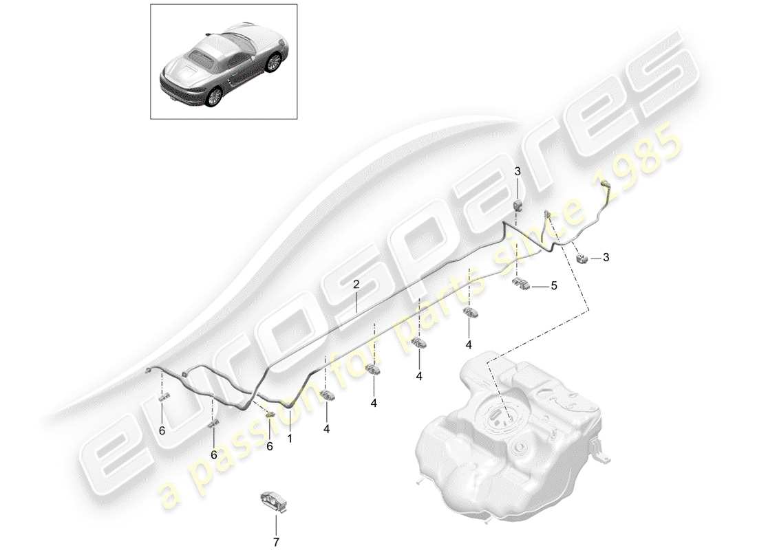 Porsche 718 Boxster (2018) FUEL LINE Part Diagram