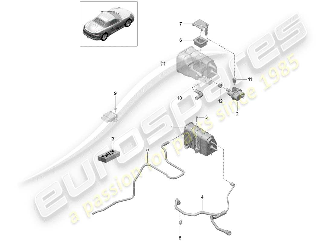 Porsche 718 Boxster (2018) EVAPORATIVE EMISSION CANISTER Part Diagram