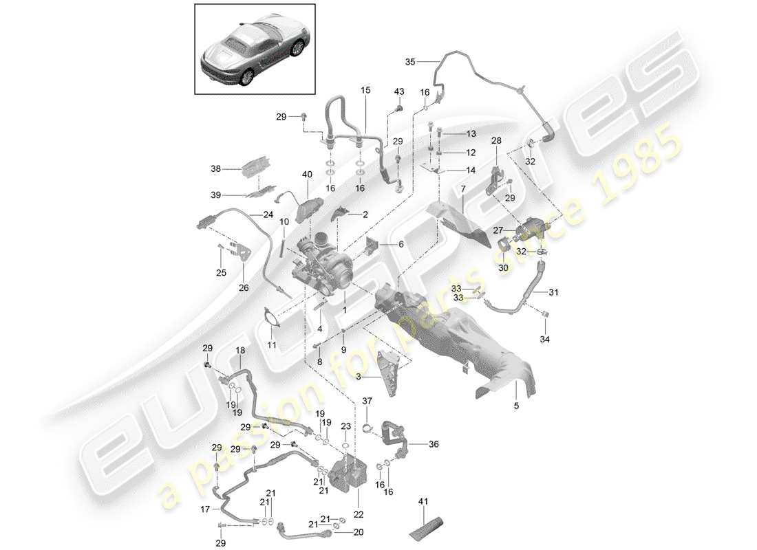 Porsche 718 Boxster (2018) EXHAUST GAS TURBOCHARGER Part Diagram