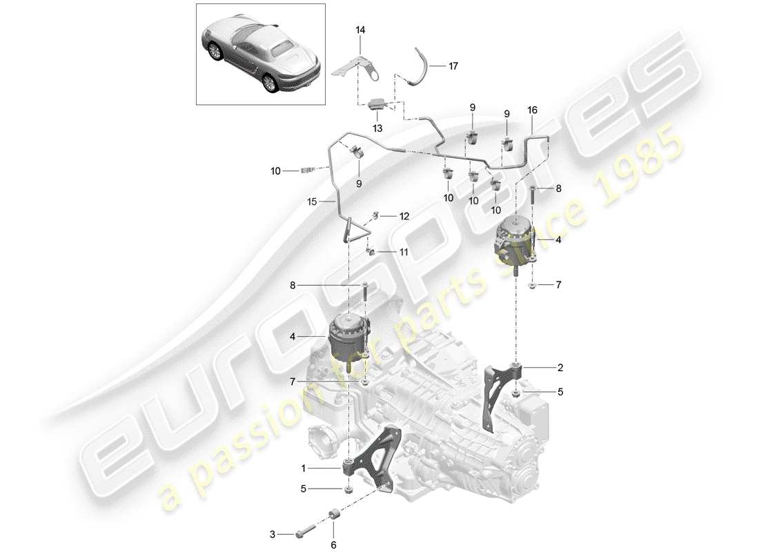 Porsche 718 Boxster (2018) sub frame Part Diagram