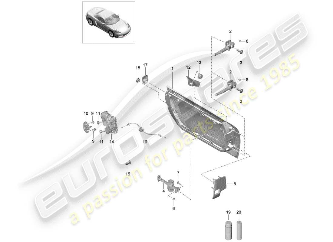 Porsche 718 Boxster (2018) DOOR SHELL Part Diagram