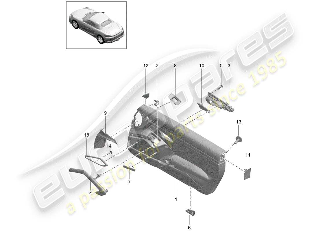 Porsche 718 Boxster (2018) DOOR PANEL Part Diagram