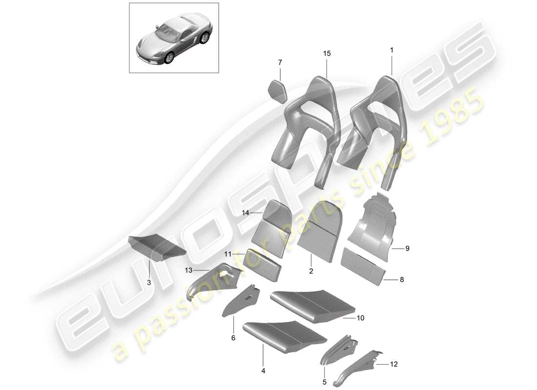 Porsche 718 Boxster (2018) foam part Part Diagram