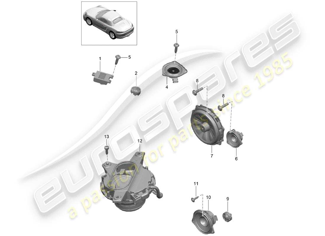 Porsche 718 Boxster (2018) loudspeaker Part Diagram