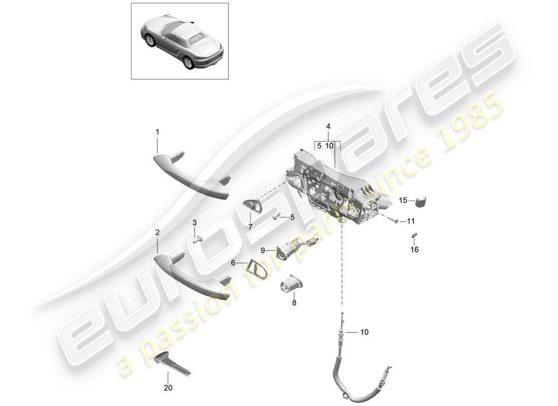 Porsche 718 Boxster (2019) DOOR HANDLE, OUTER Part Diagram