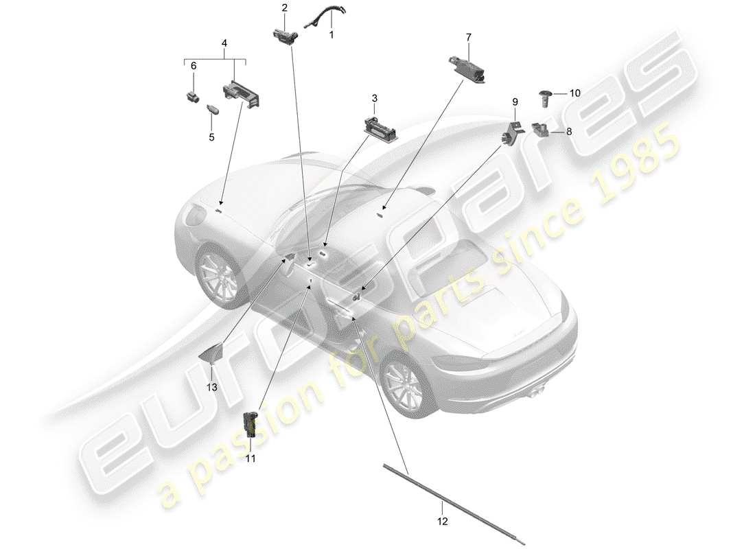 Porsche 718 Boxster (2019) interior lighting Part Diagram